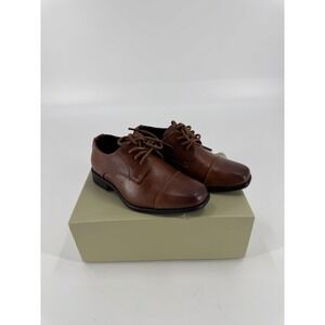 BRAVO Kids King 6 Cognac Brown Cap Toe Oxford Dress Shoes Size 9K Medium NEW